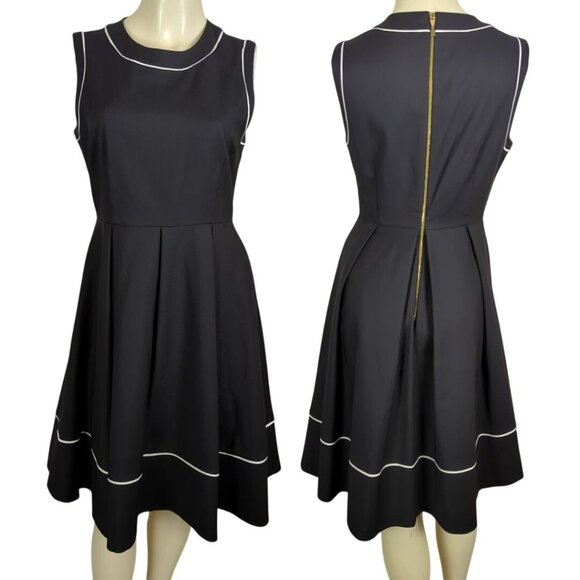 Kate Spade Hope Fit and Flare mini dress black white sleeveless‎ pleated skirt 6 - Picture 1 of 13